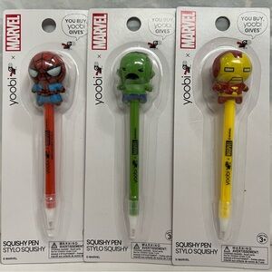 New in package Yoobi Marvel Squishy Character Top Ball Point Pens Lot